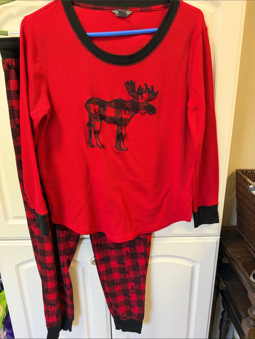 Ladies Medium Eddie Bauer Red Moose Buffalo Plaid Pajama Set